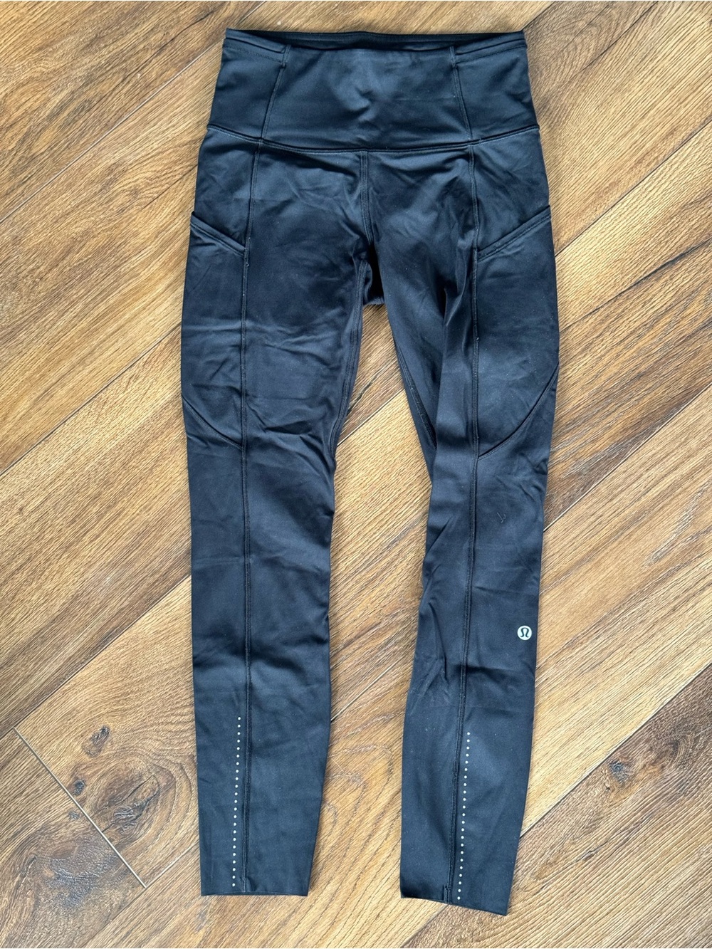 lululemon athletica Black High-Waist Leggings with Ankle Reflective Dots